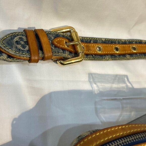 Authentic LOUIS VUITTON Monogram Denim Bum Bag Waist Bag Pouch Blue - Picture 12 of 16